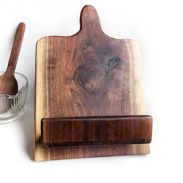 Adjustable Cookbook Stand - Tablet Holder Stand - Wood Recipe Card Holder - Gift For Kitchen