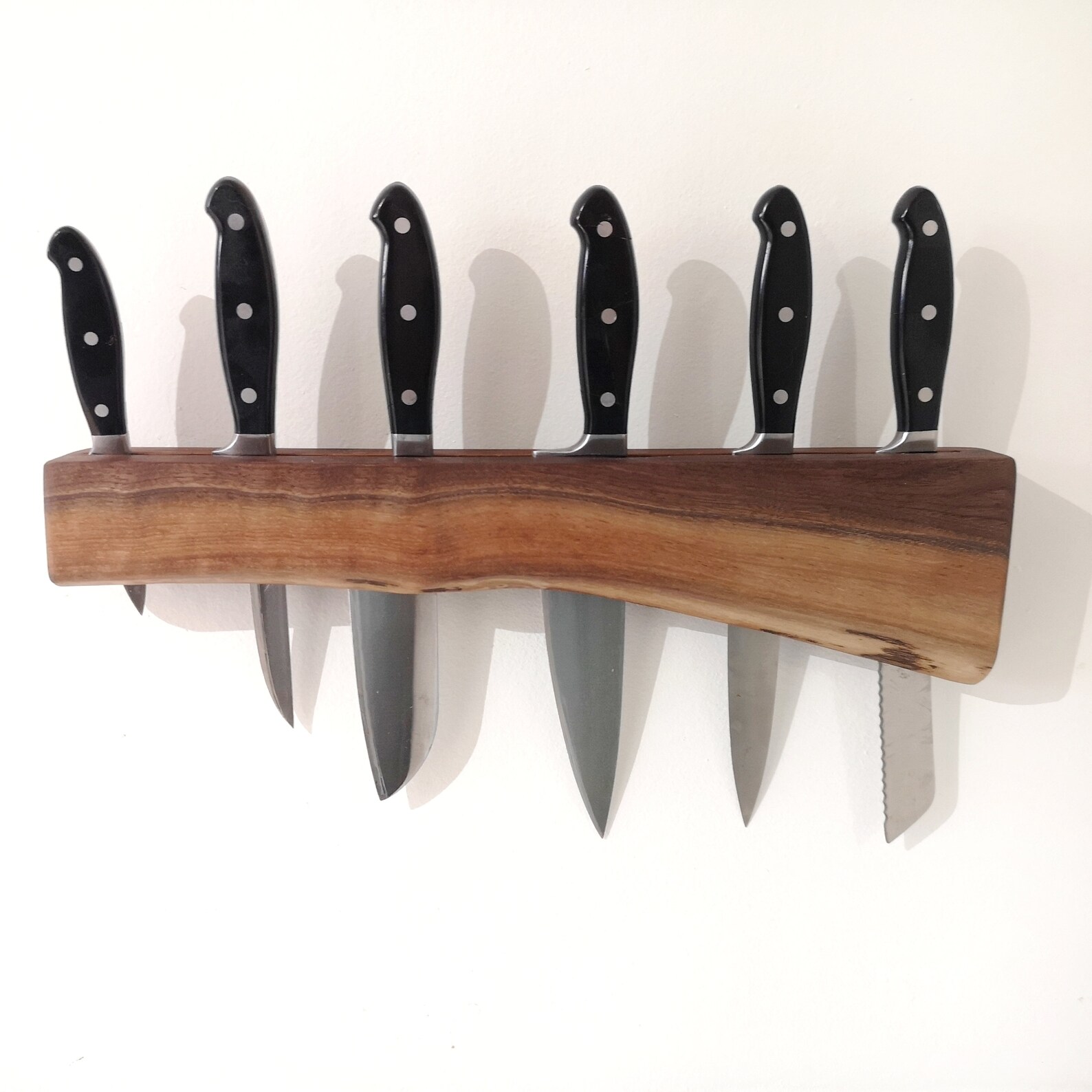Wood Knife Rack Wall Mount Knife Holder Wooden Knife Block Etsy