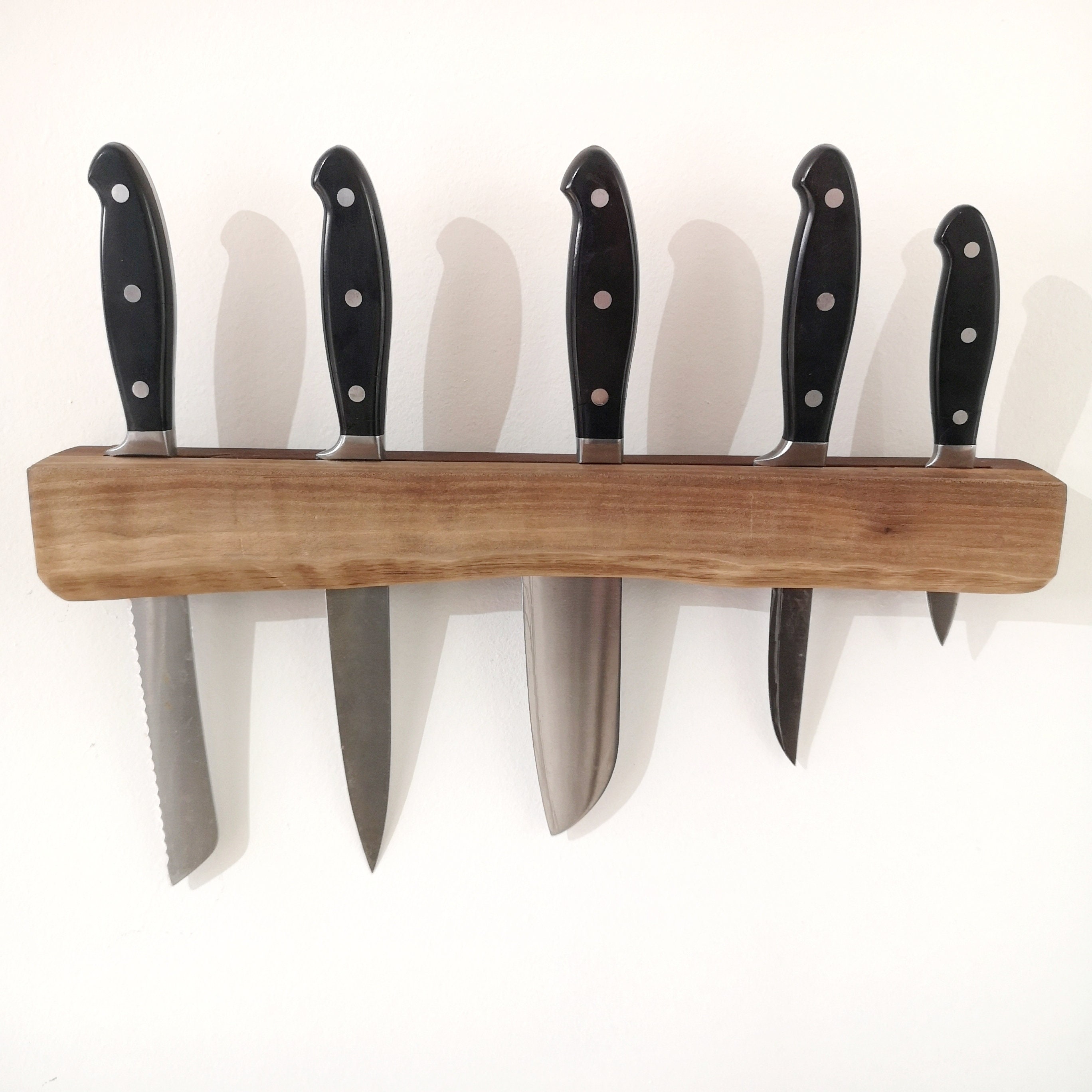 Kitchen Knife Holder, Wood Knife Rack, Wall Knife Holder, Wall Knife Block,  Gift for Him, Personalized Gift, Kitchen Storage 