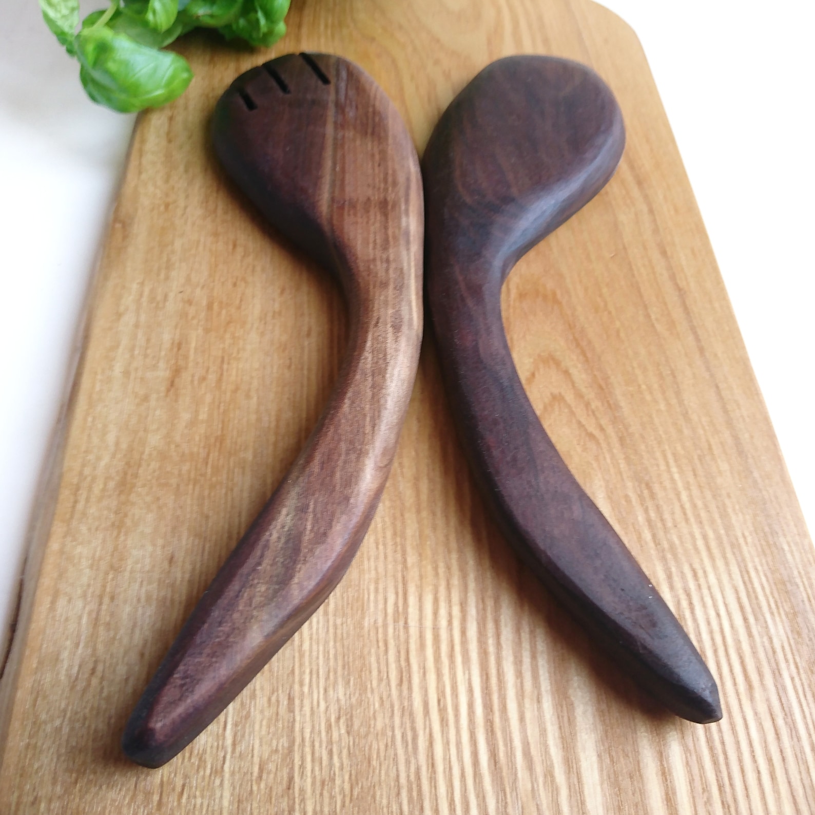 Wooden Salad Tongs Walnut Salad Servers Large Wooden Etsy Canada