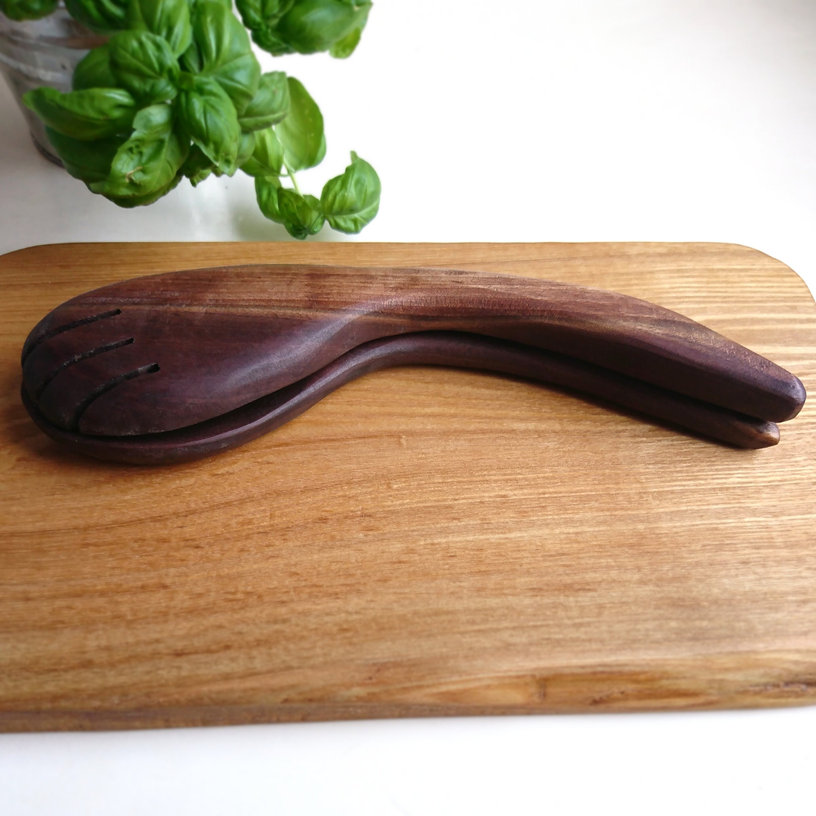 Wooden Salad Tongs Walnut Salad Servers Large Wooden Etsy Canada