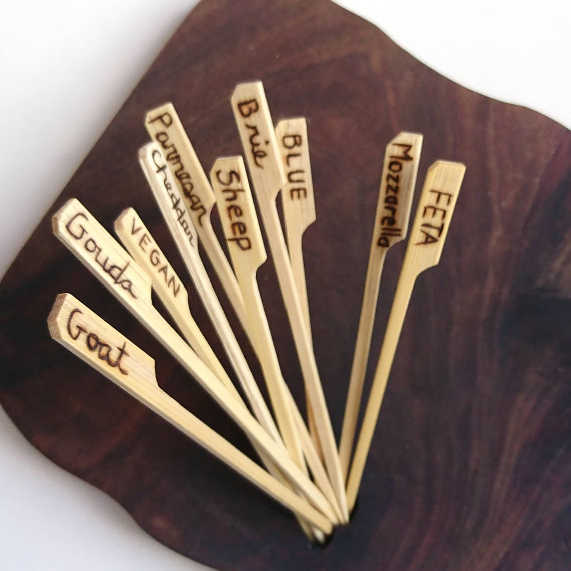 reusable-food-labels-engraved-wood-tag-cheese-board-etsy