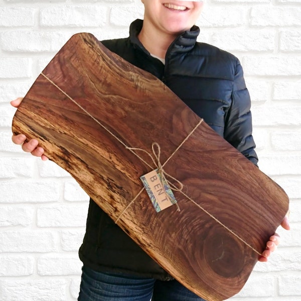 Extra Large Live Edge Charcuterie Board: Personalized Black Walnut Serving Board
