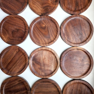 Wooden Plate Set - Medium Round Serving Trays - Personalized Kitchen Gifts