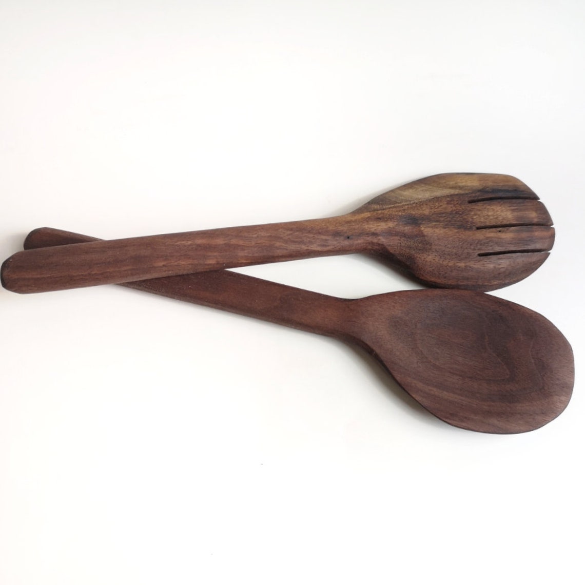 Wooden Salad Tongs Walnut Salad Servers Large Wooden Etsy Canada