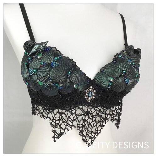34B Black Mermaid Bra Rave Bra Festival Bra Premade 34B - Etsy