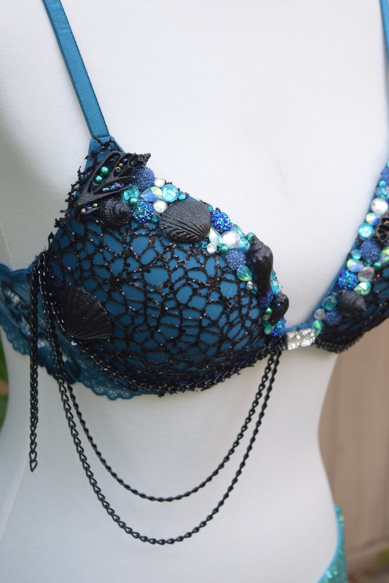 Mermaid Bra Festival Bra Rave Bra Premade 36B* WATERFIRE *Ready 2 Ship*