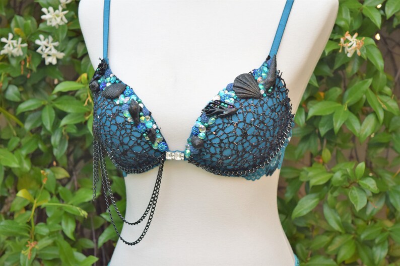 Mermaid Bra Festival Bra Rave Bra Premade 36B* WATERFIRE *Ready 2 Ship*