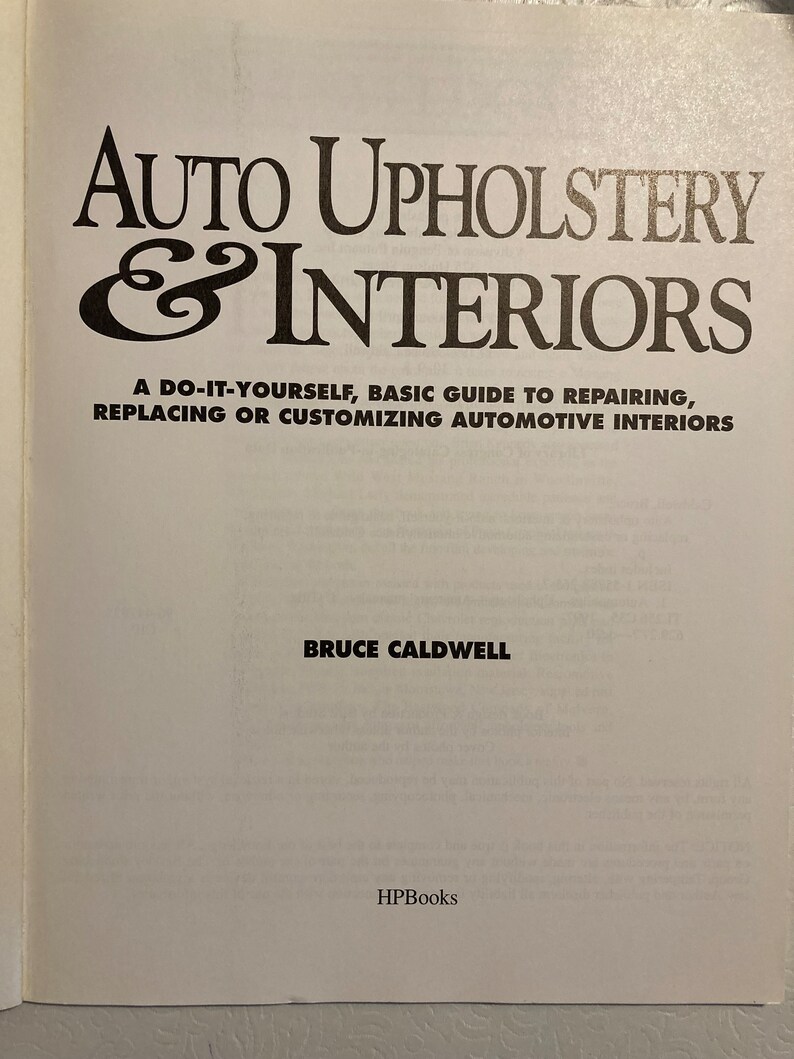 Auto Upholstery and Interiors HP Books 1265 Etsy