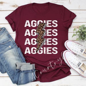 Aggies Leopard Bolt on Adult Tee