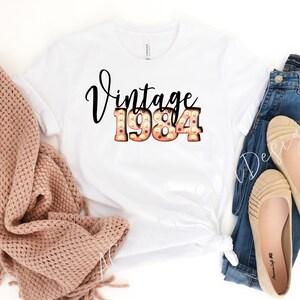 Vintage 1984 em camiseta de manga curta unissex adulta