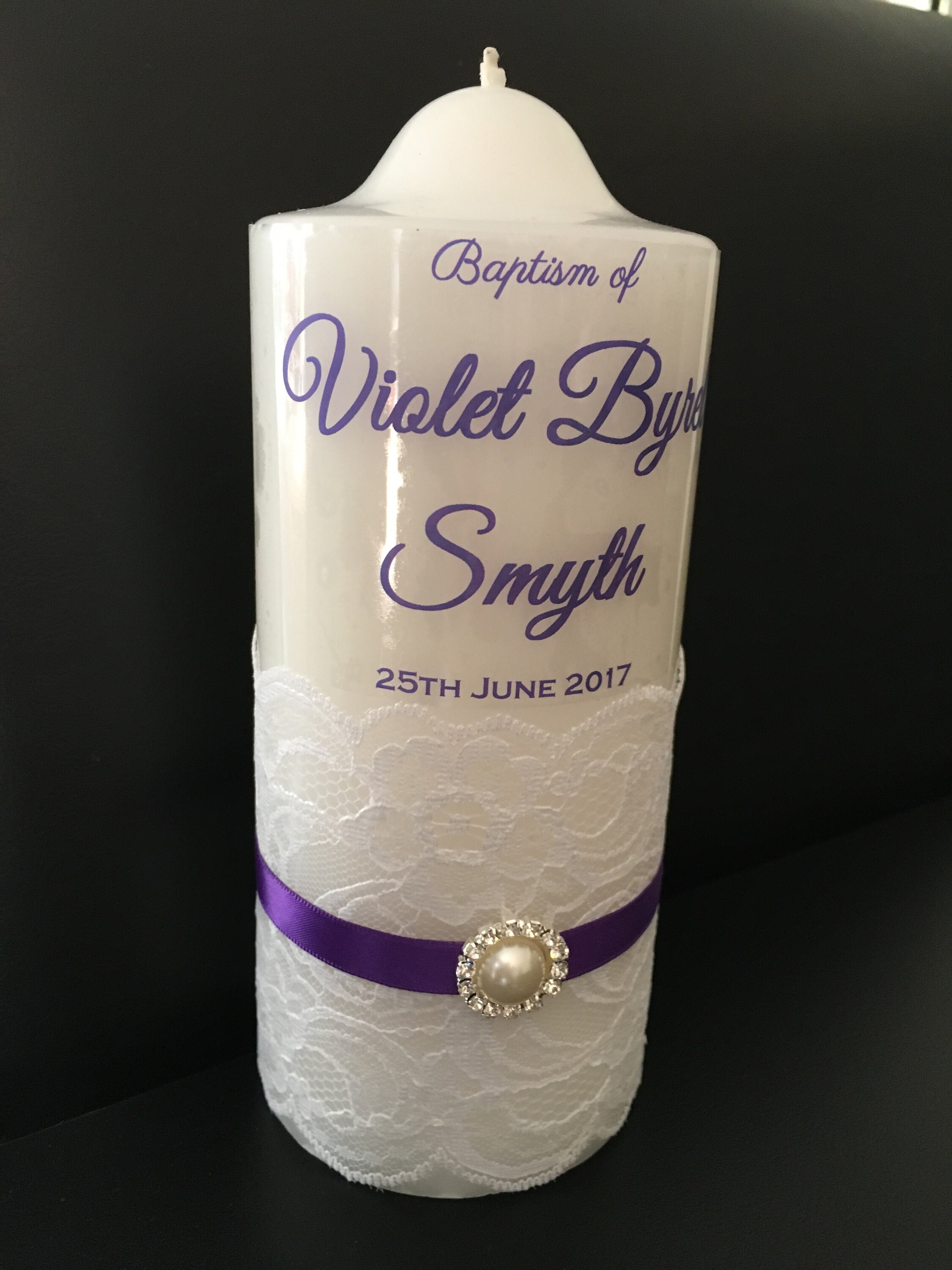 Baptism/ Christening Personalised Pillar Candle pink Lace Etsy Australia