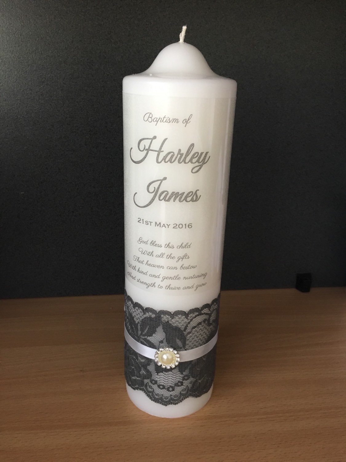 Baptism/ Christening Personalised Pillar Candle pink Lace Etsy Australia