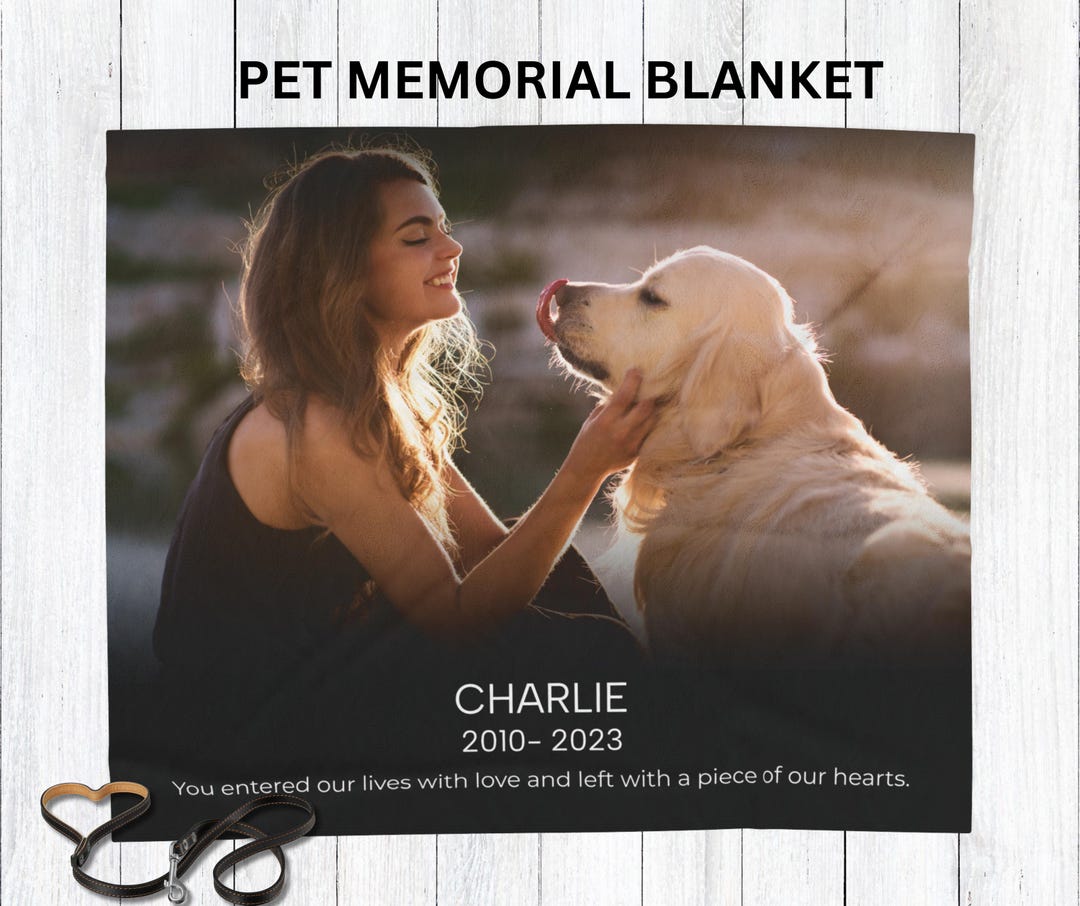 Pet Memorial Gift Personalized Photo Blanket, Custom Dog Loss Gift or ...