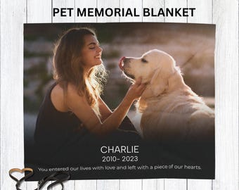 Pet Memorial Gift Personalized Photo Blanket, Custom Dog Loss Gift or Cat Loss Gift, You Entered Our Lives with Love, Pet Memory Remembrance