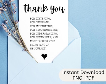 Cartão de Agradecimento Imprimível, Cartão de Apreciação, Cartão de Cumprimentos, Cartão Imprimível para Presente de Agradecimento ao Professor, Download Digital Instantâneo em PDF e PNG