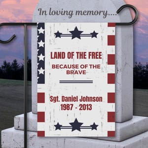 Military Memorial Garden Flag, In Loving Memory Flag, Sympathy Flag, Commentary Flag, Memorial Gift, Veteran Memorial Flag, Funeral Gift