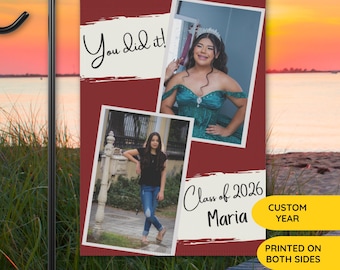 Custom Graduation Flag, Graduate Yard Sign, Class of 2026 Grad Flag, Personalized High School College Yard Flag, Senior Photo Grad Party
