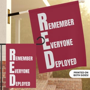 RED Friday Garden Flag Remember Everyone Deployed Military Support Banner Deployment Gift for Military Family Dad Mom Remember RED Yard Sign
