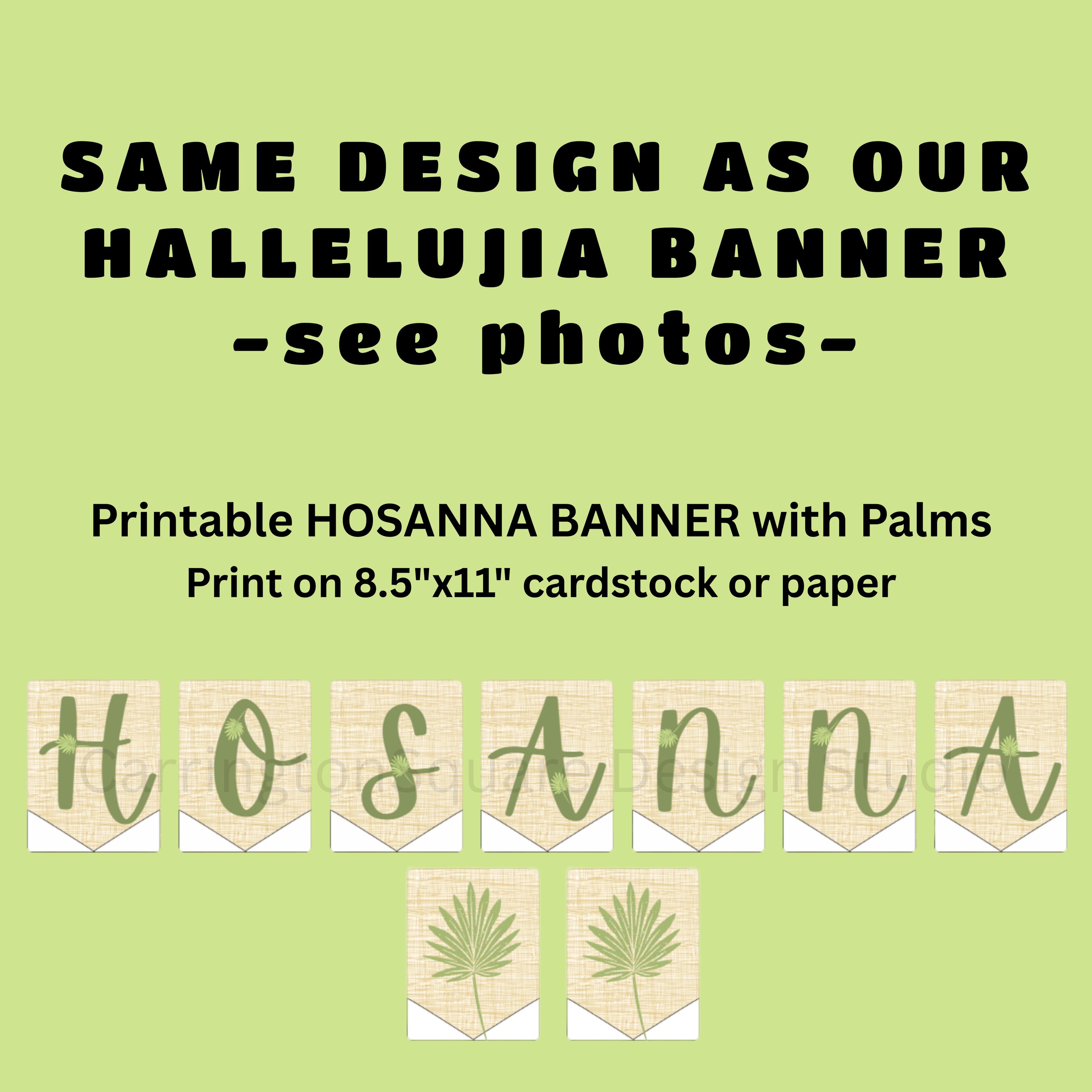HOSANNA Banner PRINTABLE, Palm Sunday Sign Holy Week Banner, Easter ...