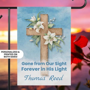 Religious Memorial Flag, Memorial Gift, Custom Easter In Loving Memory Yard Art, Garden Flag Memorial, Sympathy Gift, Grave Cemetery Decor