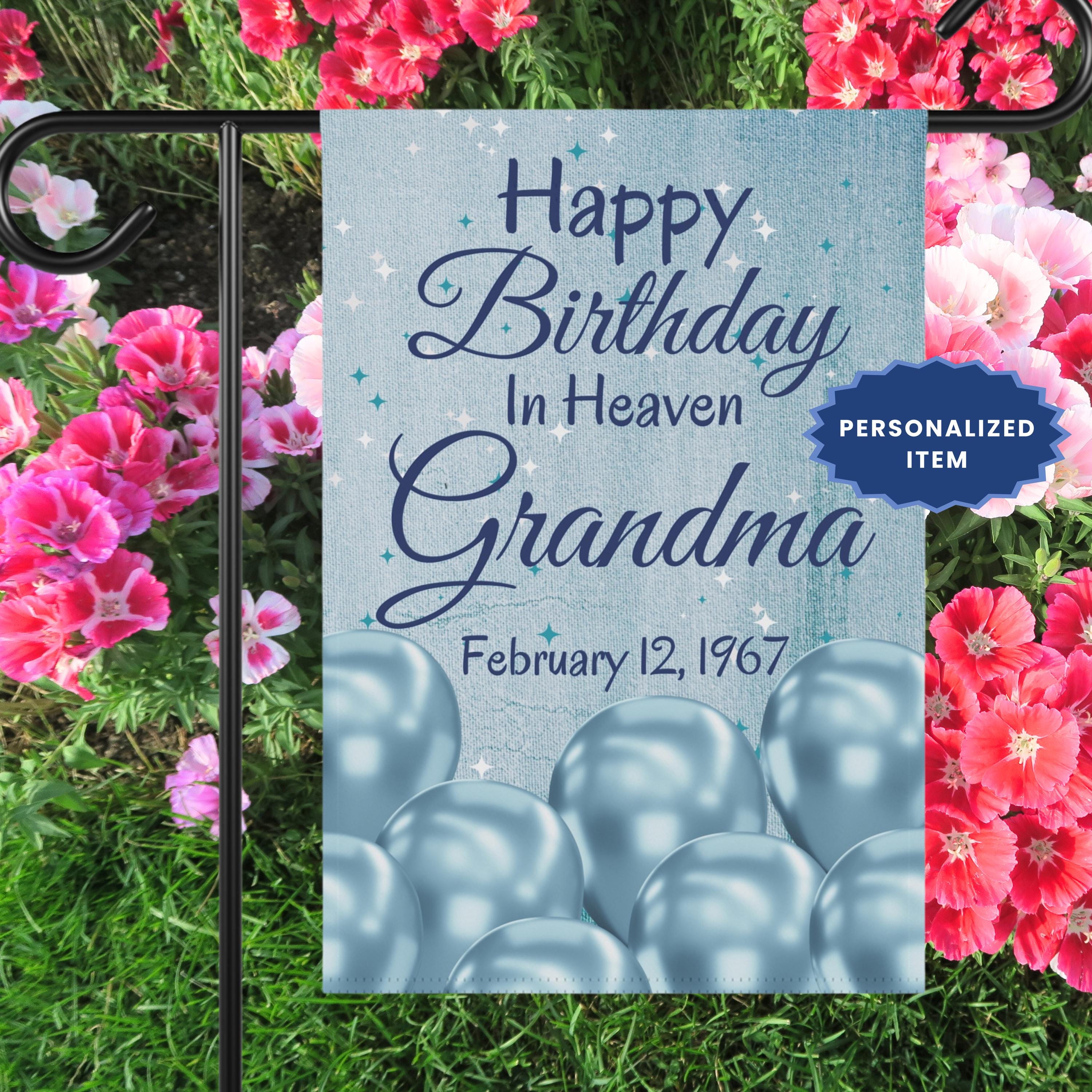 Happy Father's Day In Heaven Gartenflagge – Doppelseitig, Blumen Mit Schmetterling