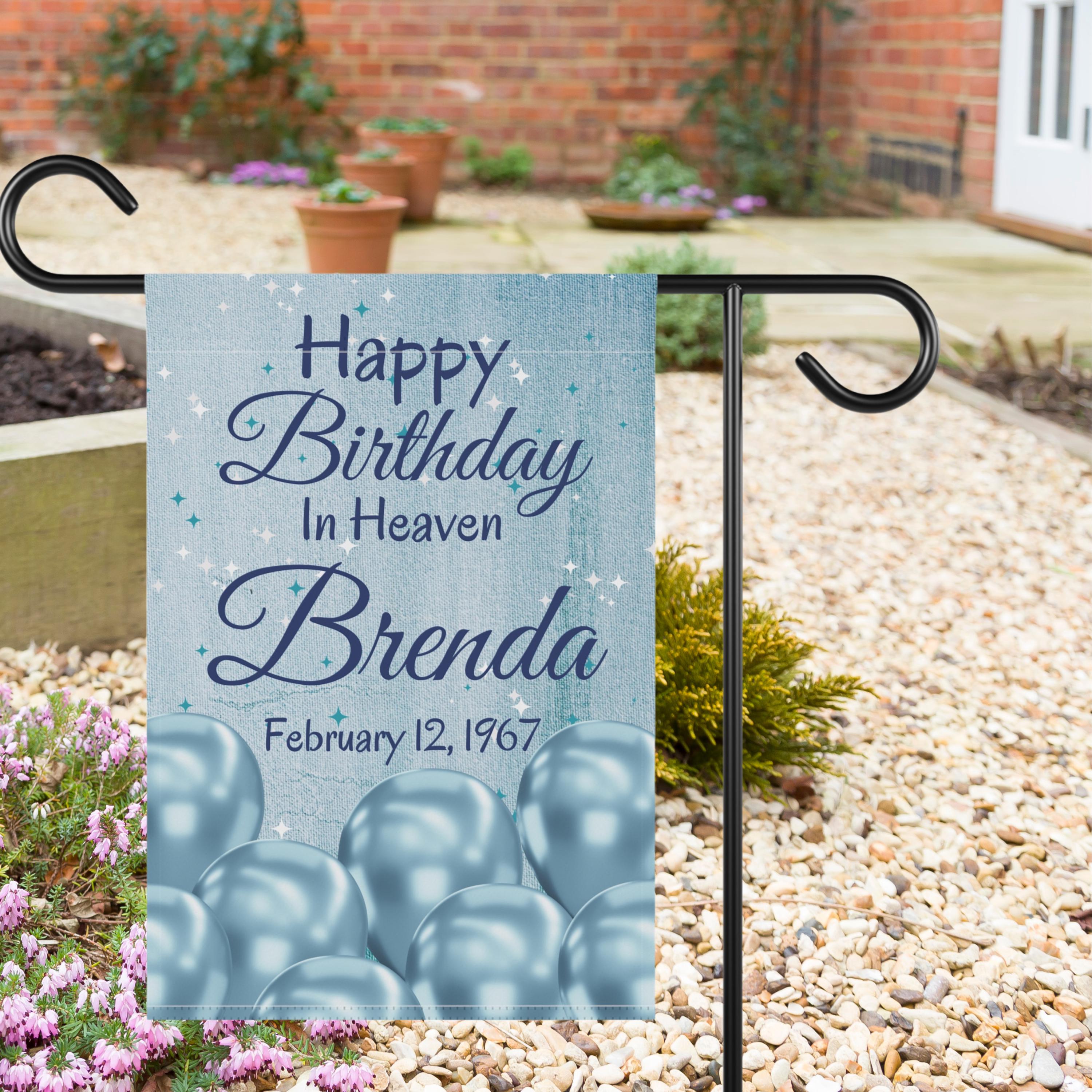 Happy Father's Day In Heaven Gartenflagge – Doppelseitig, Blumen Mit Schmetterling