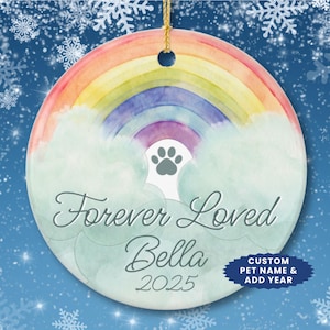 Rainbow Bridge Pet Memorial Ornament Dog Remembrance Gift Personalized Pet Loss Keepsake Custom Pet Name Christmas Ornament Forever Loved
