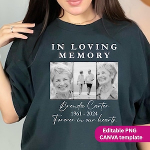 Custom Memorial Photo Shirt PNG, Personalized Remembrance PNG, In Loving Memory Tribute Sublimation, Sympathy Gift for Loss Funeral Keepsake