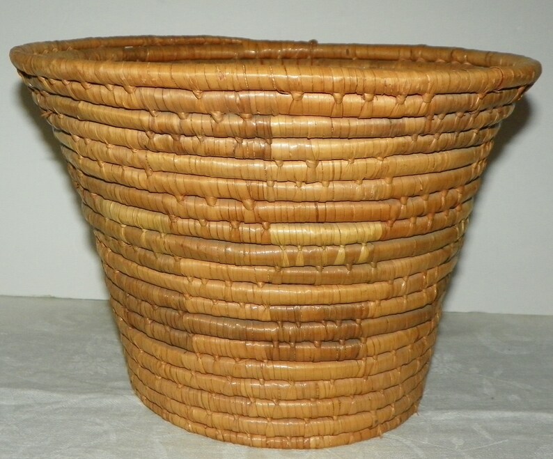 Woven Tribal Ethnic Round Tall Basket Natural Grasses Raffia Etsy