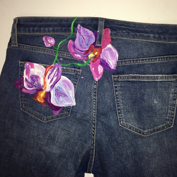 Orchid handpainted jeans