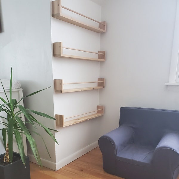 Nursery Bookshelf Natural Cedar "Flip-able" Shelves(Custom Sizing Available) Small Space Shelf