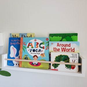 White Nursery Bookshelves (Custom Painting Available), Nursery Shelves, Floating Shelves, Nursery Shelves, All White/White With Wooden Dowel