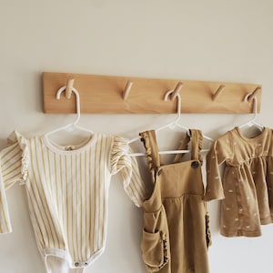 18&quot; - 72&quot; Nursery Angled Peg Rack Natural Cedar, Nursery Garment Rack, Wooden Nursery Peg Shelf, Entryway Coat Rack, Bathroom Towel Hanger