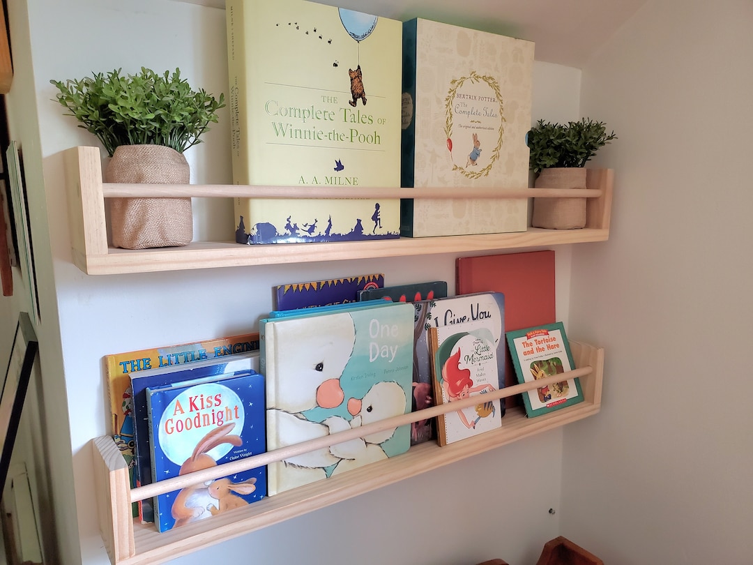 1pc White Acrylic Floating Wall Shelf, Hanging Nursery Bookshelf