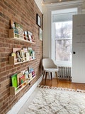 Nursery Bookshelf, "Waterfall" Corner Joint, Nursery Decor, Natural Pine (Classic Design) Custom Sizing Available, Modern, Joinery