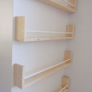 Nursery Bookshelf Natural Pine and Painted Bar, Small Space Shelf, Joinery