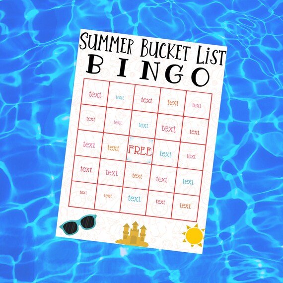 Editable Summer Bucket List \u2022 Summer Bingo Card \u2022 Summer Bucket List Bingo \u2022 Summer Bucket List Printable \u2022 Kids Bingo Card \u2022 Kids Outdoors