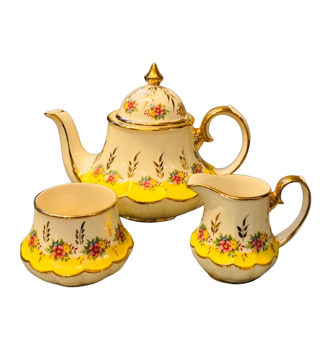 As is 4 Cup Crazed but Beautiful Tea Set England Etsy