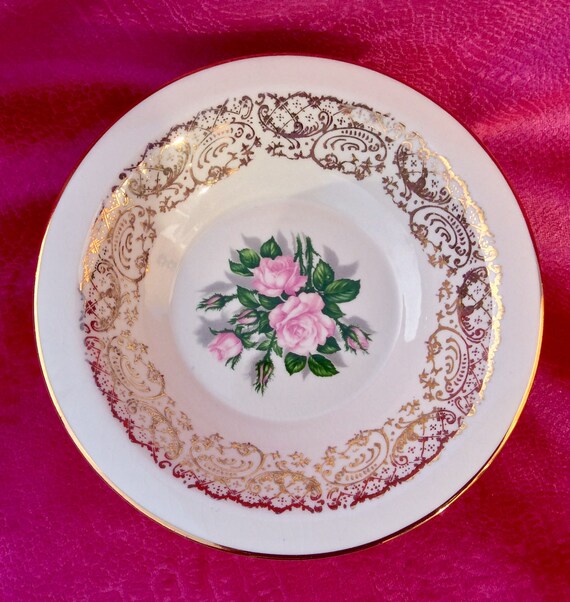Pretty In Pink Georgian China Tudor Rose 22 Karat Bowls Etsy