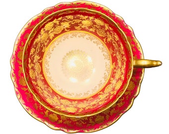 Red and Gold Paragon Teacup and Saucer