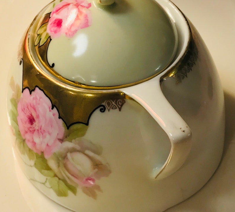 Pretty Pink Addiction-Vintage PSAG Bavaria Hand Painted Artist Signed Sugar Bowl or Honey Pot