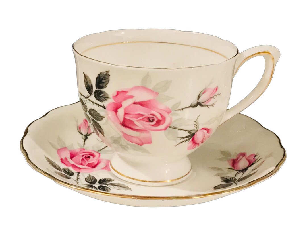 Colclough Pink Roses Teacup and Saucer - Etsy