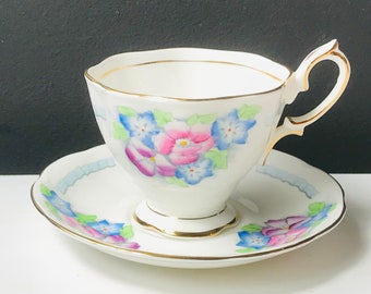 Pretty in Pink-Royal Albert Crown China Floral Teacup and Saucer