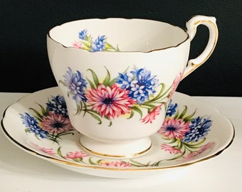 Pretty Pink Addiction-Paragon Pink And Blue Floral Teacup and Saucer