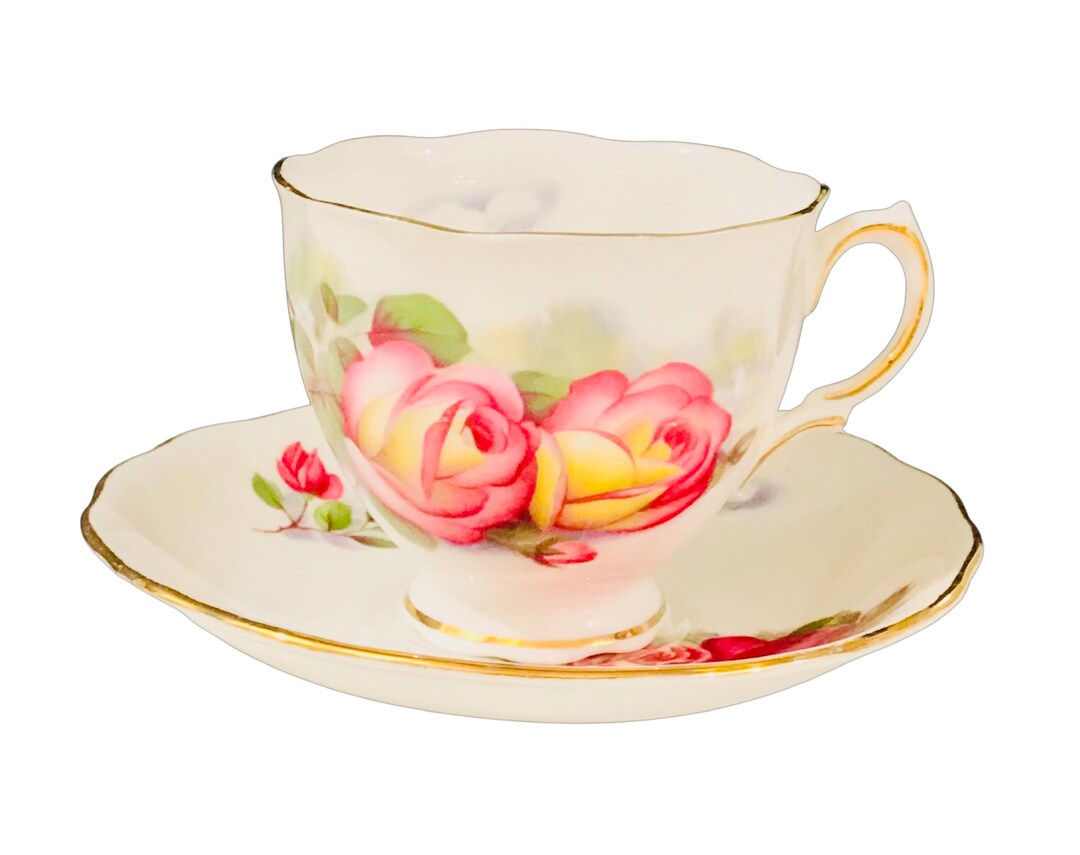 Colclough Cabbage Roses Teacup and Saucer - Etsy