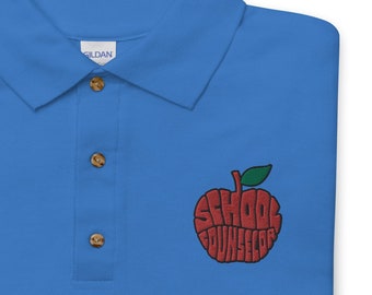 Cute SCHOOL COUNSELOR apple shape polo shirt, office gift, counselor shirt, counseling polo, unisex Embroidered Polo Shirt