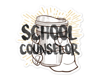 MANLY SCHOOL COUNSELOR Sticker | Coffee Loving School Counselor | Hipster | School Counseling Sticker | Guidance | Man Sticker Bubble-free