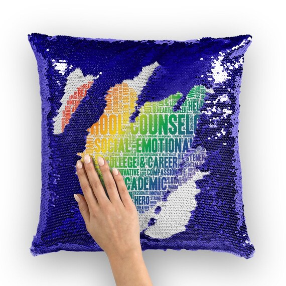 rainbow sequin cushion