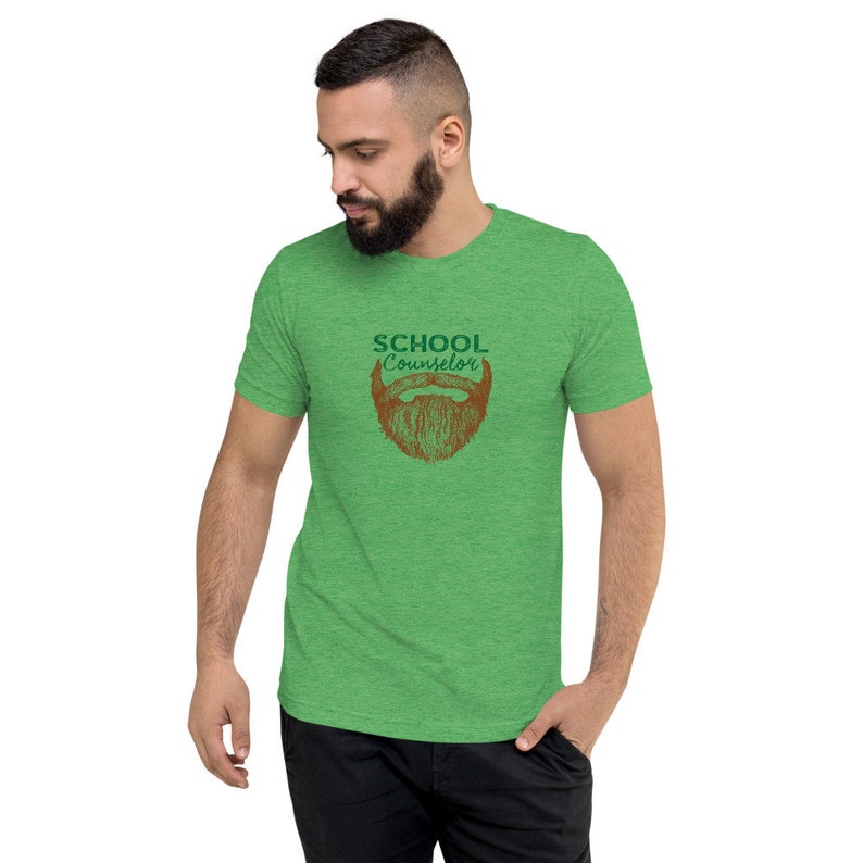 Bearded School Counselor Tri-Blend Shirt Manly Counselor School Counseling Shirt Men Trendy Short sleeve t-shirt image 3